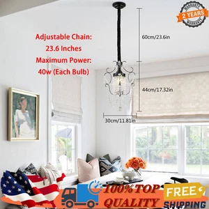 Elegant Small Crystal Chandelier, LED Pendant Light Fixture Black Hanging Lamp - Picture 1 of 11