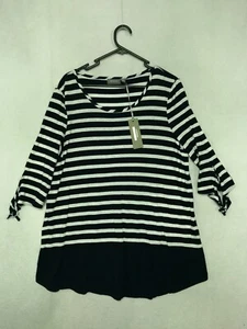 NEW Sussan Maternity Striped M Womens Long Sleeve Top Blouse Cotton Viscose - Picture 1 of 11