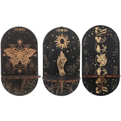 Lot de 3 étagères en cristal en bois mural en cristal - Huiles essentielles -... Foto 1 de 4