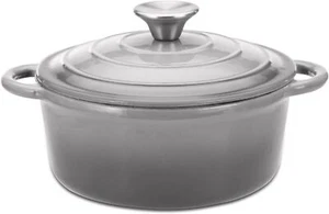 Enameled Cast Iron Dutch Oven Pot with Lid 3 Quart Multipurpose Stews Soups Gray - Picture 1 of 7