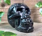 Crâne en cristal indien NUUMMITE COPPERNITE - Grand - Décor gothique Halloween, 53127