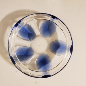 Crystal Ashtray Lalique France Colbalt Blue Flower 6" Inch - Picture 1 of 3