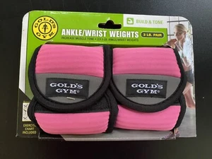 Golds Gym 3lb Pair Adjustable Ankle/wrist Weights Pink 2×1.5 lb - NEW - Picture 1 of 2