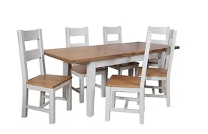 Dorset Oak Extending Dining Table Solid 8 Chairs Pine in Painted French Grey - Picture 1 of 2