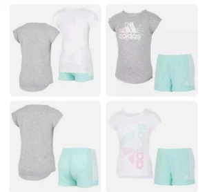Adidas  Girls' Kids' 3-piece Set - GRAY, WHITE/MINT size 4T - Picture 1 of 4