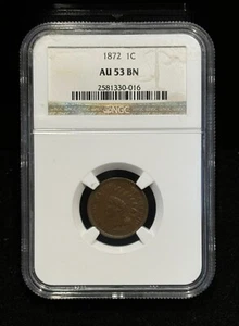 1872 Indian Head Cent AU53 BN NGC – Key Date with Rich Historical Significance - Picture 1 of 4