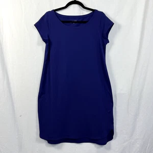 Eileen Fisher T-Shirt Dress Sz S Cobalt Blue Organic Cotton Cap Sleeve Stretch - Picture 1 of 7