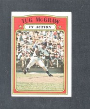 1972 TOPPS BASEBALL CARD # 164 TUG McGRAW in action New York Mets 