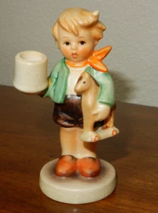 Vintage Goebel Figurine - M.J. Hummel - Boy & Toy Horse Candle Holder-TMK-3 - Picture 1 of 3