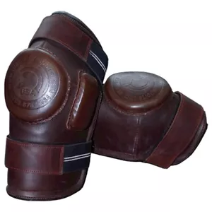Polo Knee Guards Damen 2 Riemen braunes Paar Leder elastisch - Bild 1 von 2