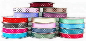 16MM GROSGRAIN POLKA DOT-SPOTTY RIBBON-CHOICE OF COLOURS AND LENGTHS - Picture 1 of 24