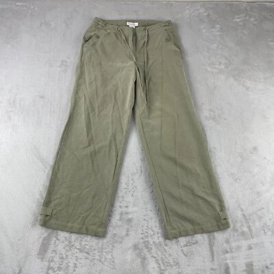 Tommy Bahama Wide Leg Pants Women 4 100% Silk Ripstop Ankle Snaps Relaxed - Image 1 of 4