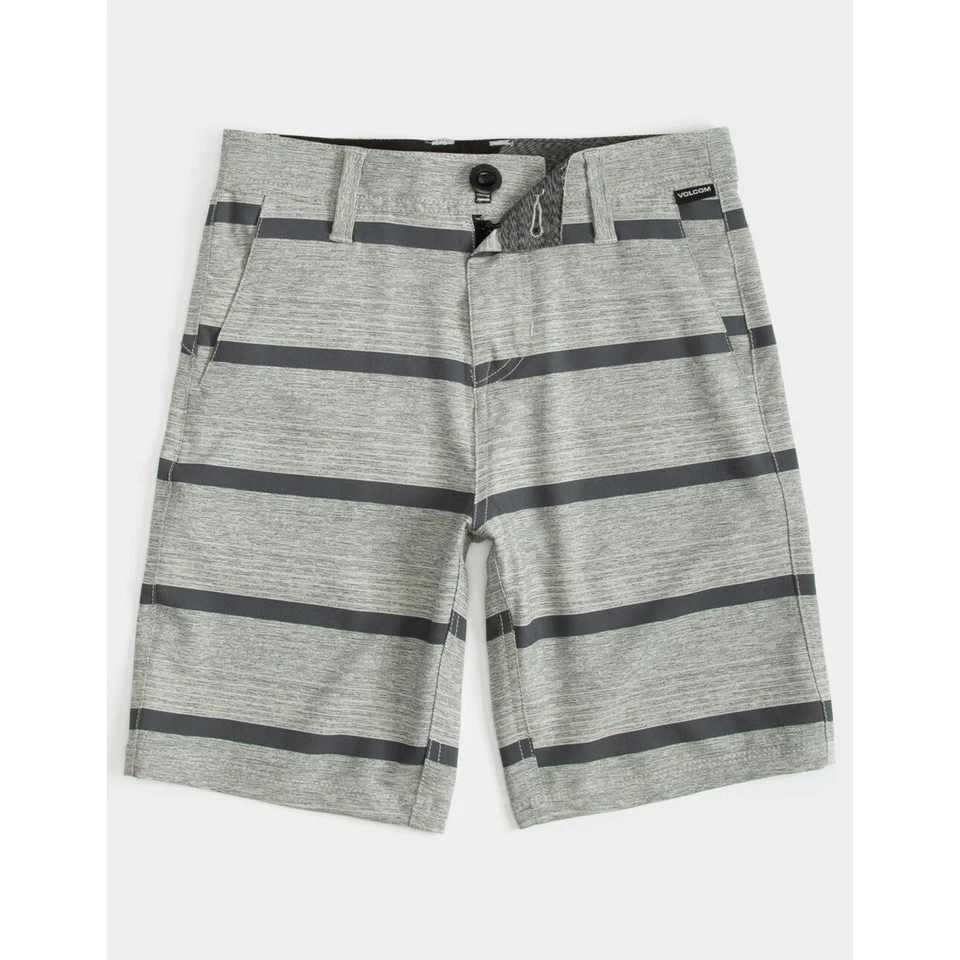 Volcom Frickin Surf N Turf Boys Hybrid Shorts Size 20 (30) Gray Black Stripe - Image 1 of 4