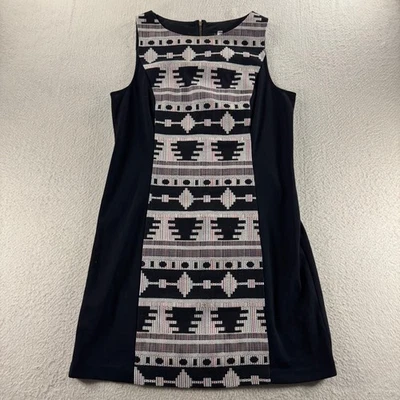 Kensie Black Sleeveless Dress Geometric Textured Aztec Print Fitted Career Boho - Image 1 of 4