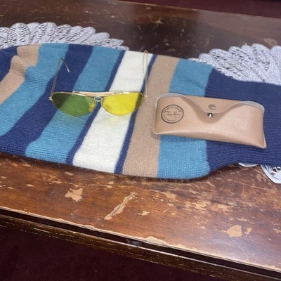 Винтажные авиаторские очки для стрельбы Ray Ban с желтыми линзами Bausch & Lomb с золотым покрытием - Изображение 1 из 3