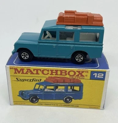 Vintage Lesney Matchbox 12 Custom Land Rover Blue Superfast Wheels Repro Box - Image 1 of 4