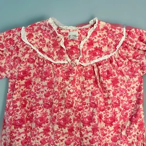 Camisón de franela de algodón Cozee Corner XL rosa oscuro estampado floral abuela de colección - Imagen 1 de 14