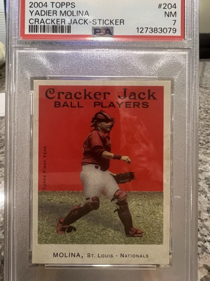 2004 Topps Yadier Molina Cracker Jack Mini Sticker #204 NM 7 - Image 1 of 2