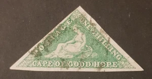 CAPE OF GOOD HOPE: Bargain! 1863 1s Bright Emerald-Green Triangle (SG 21), FU - Picture 1 of 3
