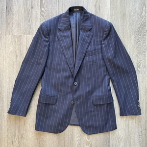 RRL Ralph Lauren Mens Sz 38 Navy Blue Suit Jacket Italian Wool Stifle Pin Stripe - Picture 1 of 16
