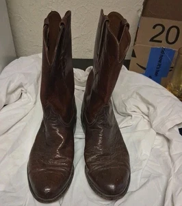 Vintage atemberaubende Lucchese Ropers Größe 10,5 D glatte Straußenhaut Cowboystiefel  - Bild 1 von 24