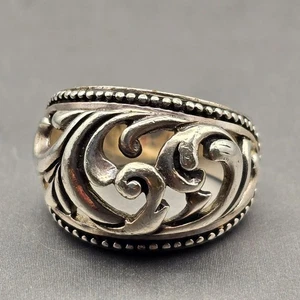 Barse Sterling Silver Scrolled Wave Dome Ring Size 7 Cutouts Dotted Detail 8.48g - Picture 1 of 10