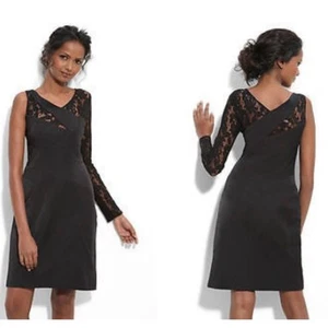 Suzi Chin Black One Shoulder Long Sleeve Cocktail Dress Size 4 NWT - Picture 1 of 12
