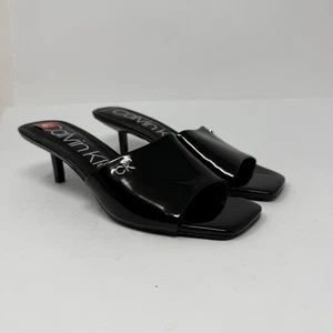 Calvin Klein Damenschuhe Größe 8,5 Lackleder-Pantoletten mit Absatz Sandalen elegant CK - Bild 1 von 11