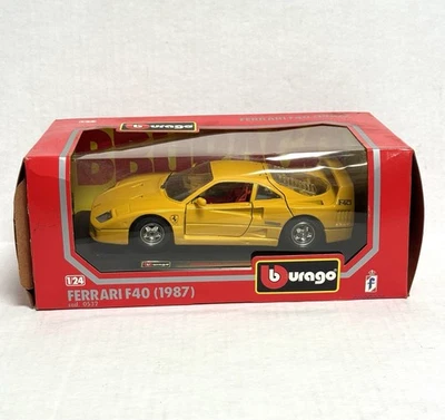 Burago 1987 Ferrari F40 Amarelo Escala 1/24 Diecast Modelo Super Carro Vintage 0532 - Imagem 1 de 4