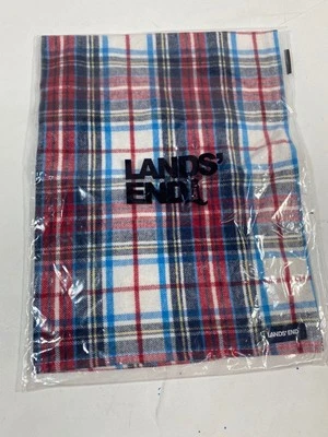 Cachecol Lands' End azul vermelho branco xadrez bandana cachorro pequeno novo na embalagem  - Imagem 1 de 4