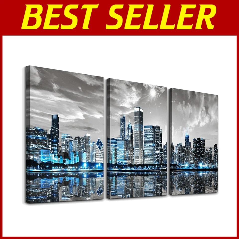 Chicago Skyline Cityscape Wall Paintings - Image 1 of 4