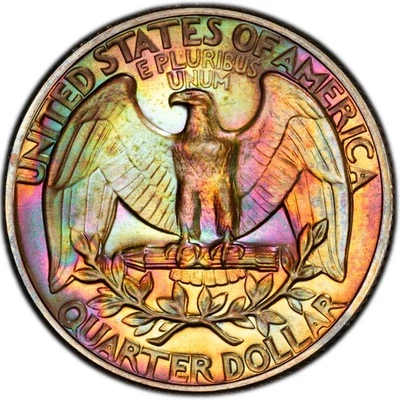 PR66 1968-S 25C Washington Proof Quarter, PCGS Trueview- Bright Rainbow Toned - Image 1 of 3