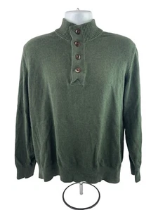 Eddie Bauer Pullover Herren XL grün Pulli 1/4 Knopf L/S Baumwolle Kaschmirmischung - Bild 1 von 11
