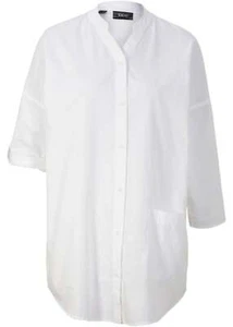 Camicia popeline con borsa a maniche turn-up taglia 42 bianca camicetta da donna camicia nuova - Foto 1 di 1