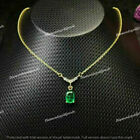 14K Silver Gold Over 3.50Ct Oval Cut Simulated Emerald Pendant Stunning Necklace