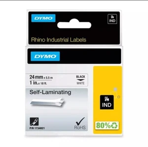 Original Dymo 1734821 Black on White 24mm x 5.5m Industrial Self-Laminating Labe - Picture 1 of 1