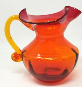 Vintage mundgeblasenes Glas Rubinrot Glas Krug Bernstein Griff - Eislippe 5 1/2" - Bild 1 von 10