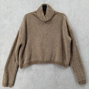 Blanknyc Turtleneck Chenille Sweater Size XS Pullover Plush Slouchy Beige - Picture 1 of 11