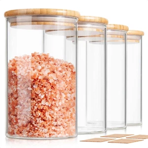 32 Oz Glass Jars with Bamboo Lids, 4-Pack Storage Canisters for Dry Foods - Picture 1 of 12