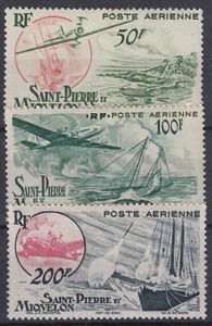 SAINT PIERRE & MIQUELON POSTE AERIENNE N° 18/20 NEUFS * GOMME TRACE DE CHARNIERE - Picture 1 of 2