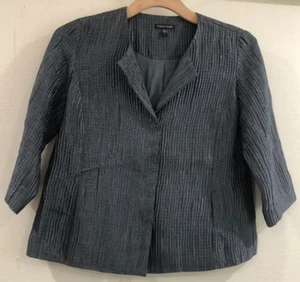 Eileen Fisher Sz S 40" ChestCrinkle Covered Snaps Silk Jacket Silk Lined Holiday - Picture 1 of 7