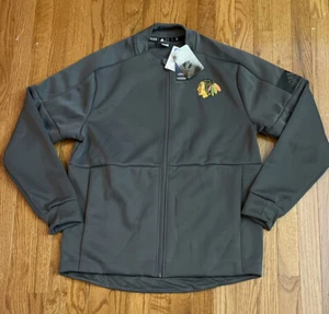 Mens Chicago Blackhawks adidas Game Mode Full-Zip Bomber Jacket Large NWT $80 - Picture 1 of 1