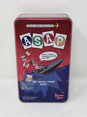 ASAP - The Quick-Think Card Game by University Games, 2003 - Tin Case - New - Image 1 of 4