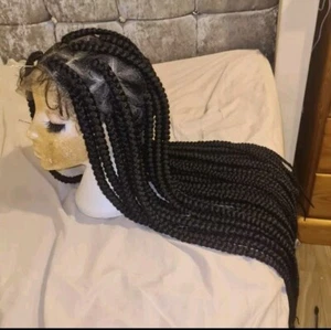24 INCHES Black Jumbo Braided Wig W/ Baby Hairs - Picture 1 of 6