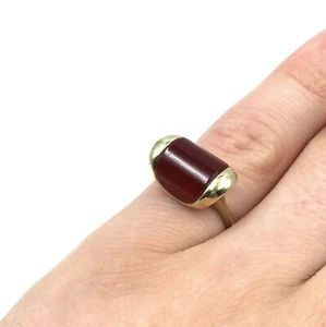14kt Gelbgold Unikat Ring Karneol handgemachter 585 Gold Schmuck Kuppel RG: 55 - Imagen 1 de 16