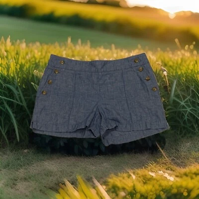 Ann Taylor LOFT The Riviera Short SZ 6P Linen Blend ~Blue Chambray~Sailor Short - Image 1 of 4