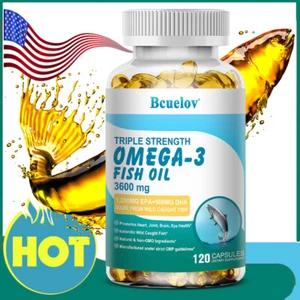 Omega-3 fish oil capsules, DHA+EPA, anti-inflammatory, support immune health - Picture 1 of 12