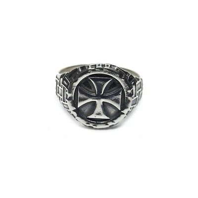 Genuine Sterling Silver Men Ring Maltese Cross Solid Stamped 925 Handmade - Image 1 of 4