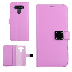 Leather Bi-Fold Wallet Card Holder Cash Pocket Cover Case for LG K51 - Purple - Picture 1 of 8