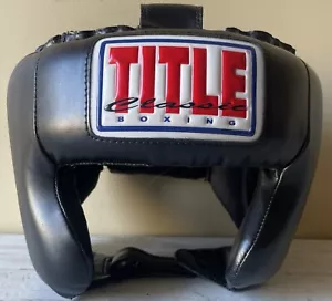 Title Classic Boxing Training Sparring Adjustable Padded Headgear Black Sz Large - Picture 1 of 5